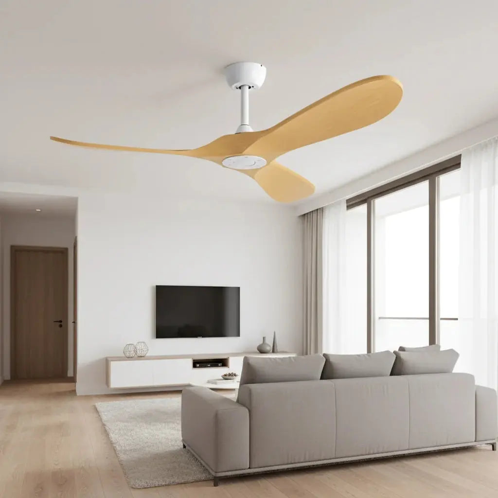Ventilateur de plafond bois clair sans éclairage Oléa