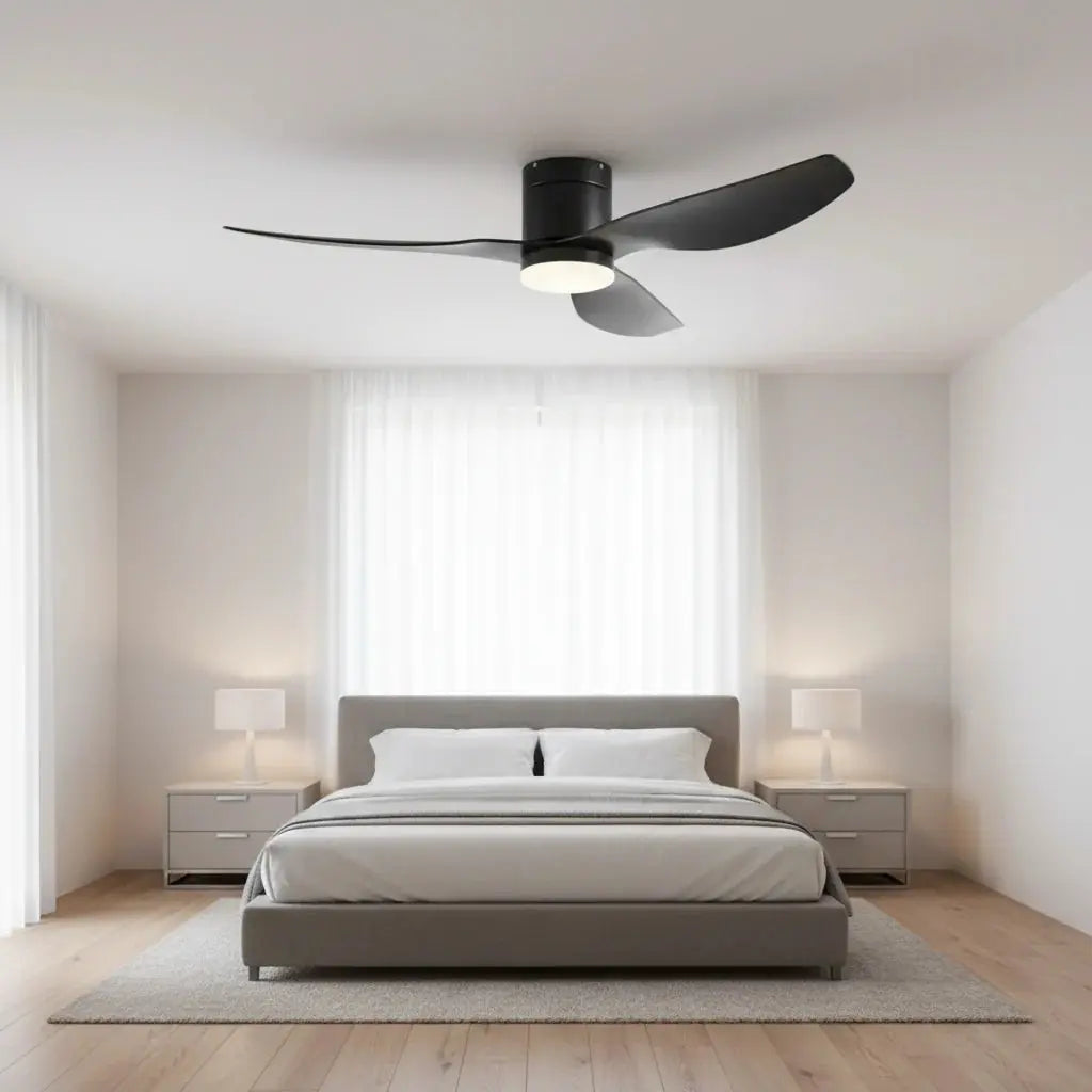 Ventilateur de plafond noir ultra-plat silencieux avec éclairage LED