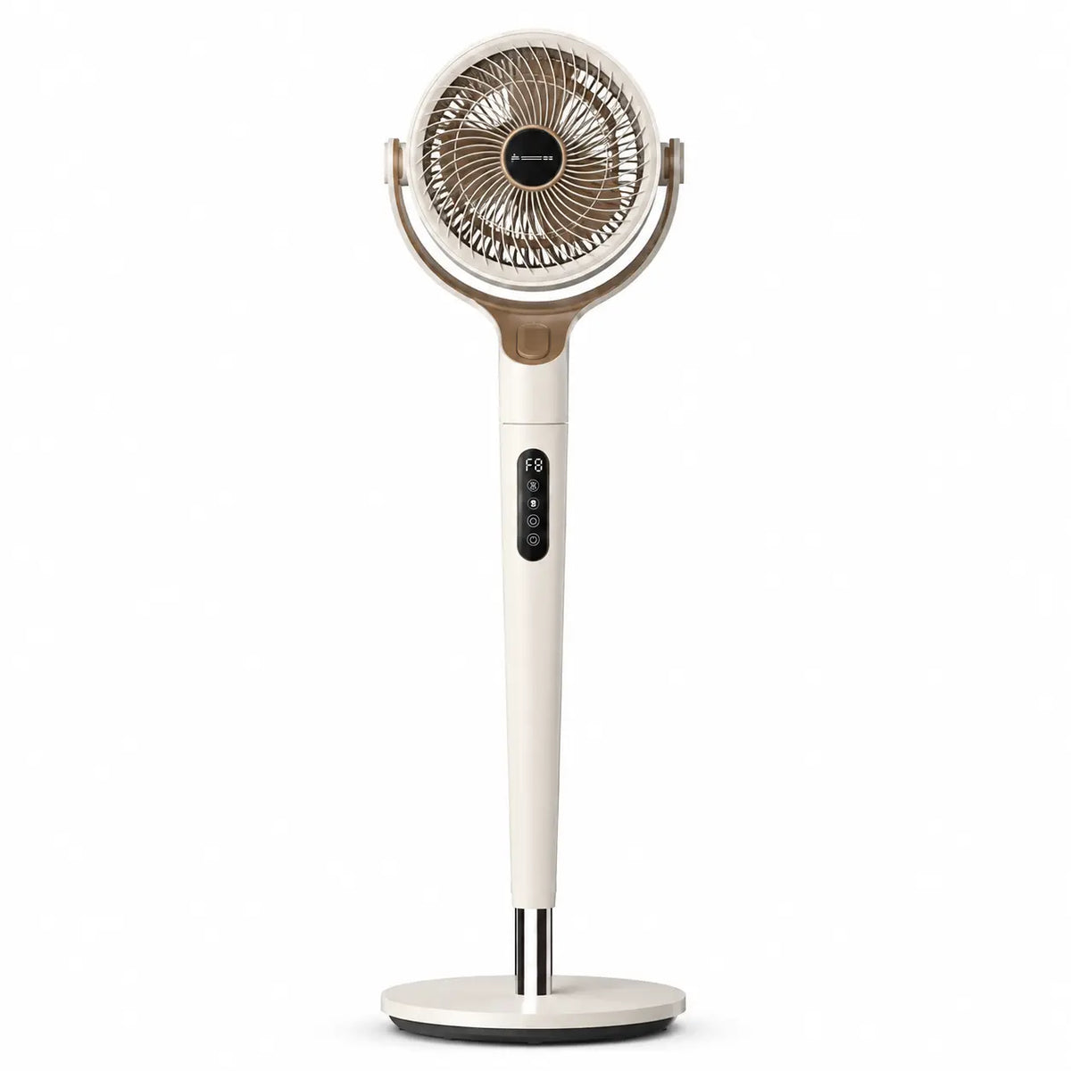 Ventilateur sur pied Oléa Aéris crème, avec grille et pieds réglables, pour une ventilation efficace dans la pièce.
