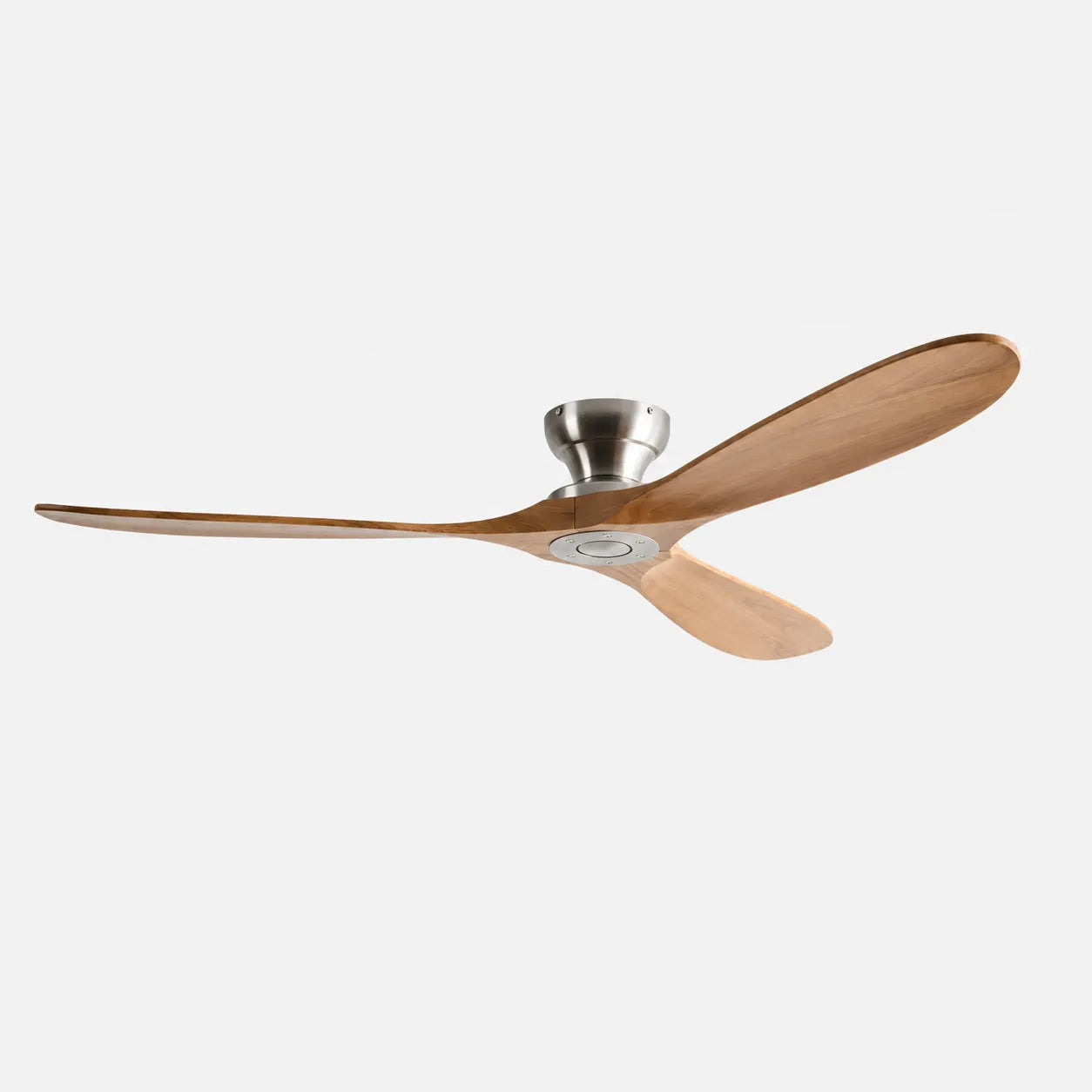 Ventilateur de plafond silencieux en bois massif naturel et argenté Oléa