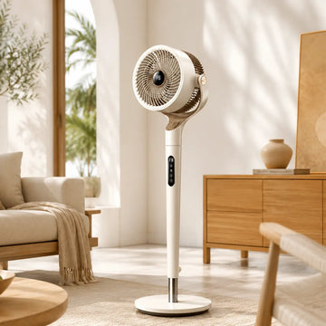 Ventilateur silencieux réglable en hauteur Oléa Aéris – Crème & Marron