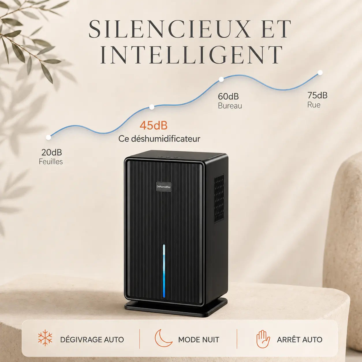 Déshumidificateur d’air silencieux Oléa Néris Max – Noir