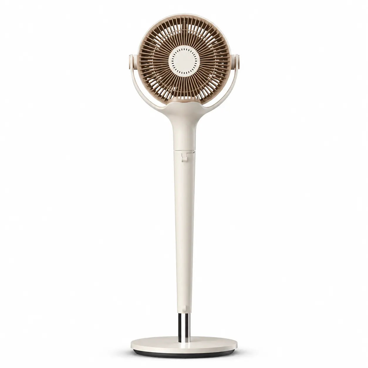 Ventilateur sur pied Oléa Aéris crème, avec pale rotative et base stable, idéal pour rafraîchir la chambre ou le salon.