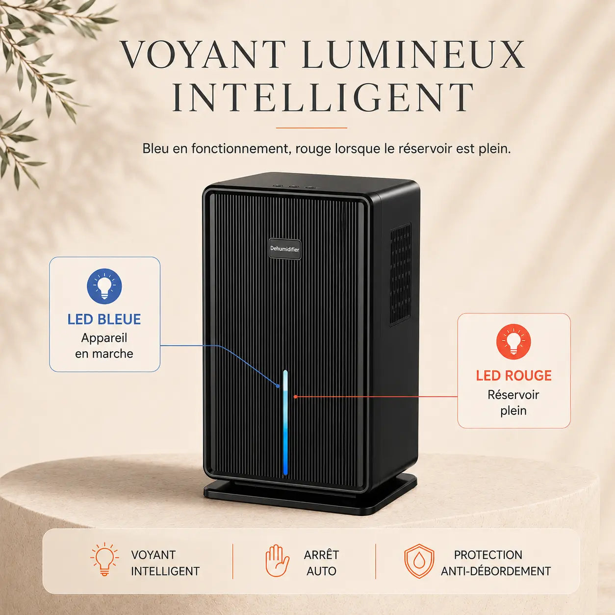 Déshumidificateur d’air silencieux Oléa Néris Max – Noir