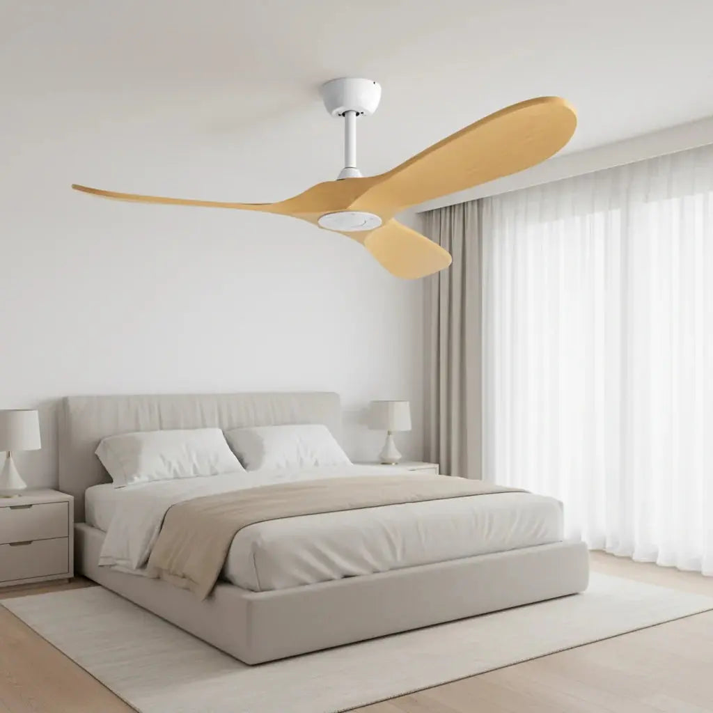 Ventilateur de plafond bois clair sans éclairage Oléa