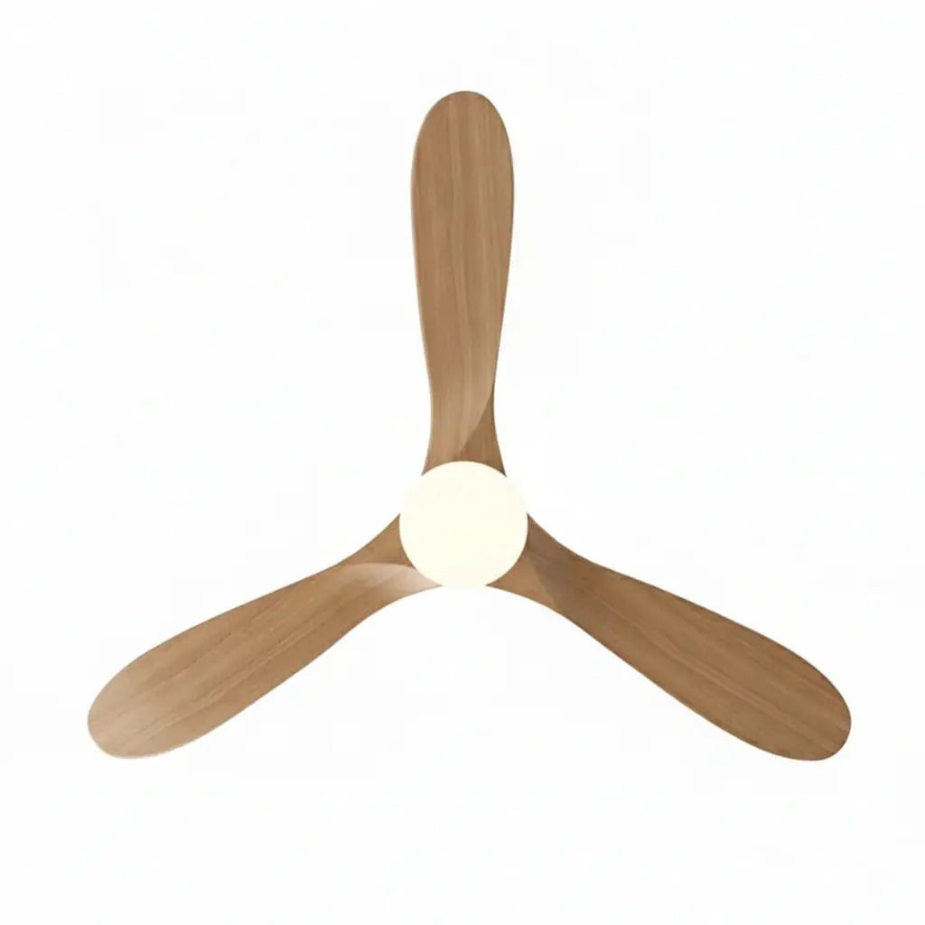 Ventilateur plafond design scandinave blanc et bois naturel avec éclairage LED Oléa