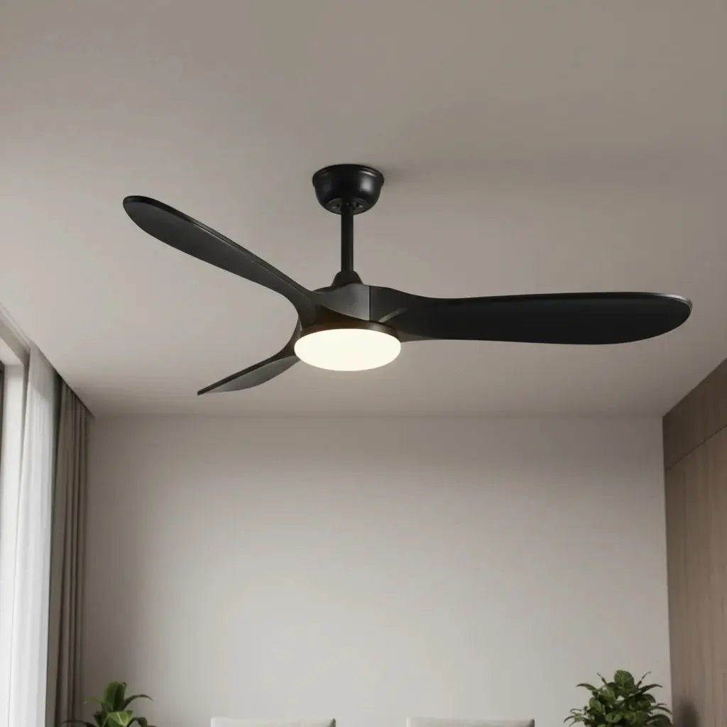 Ventilateur de plafond noir intégral avec éclairage LED Oléa