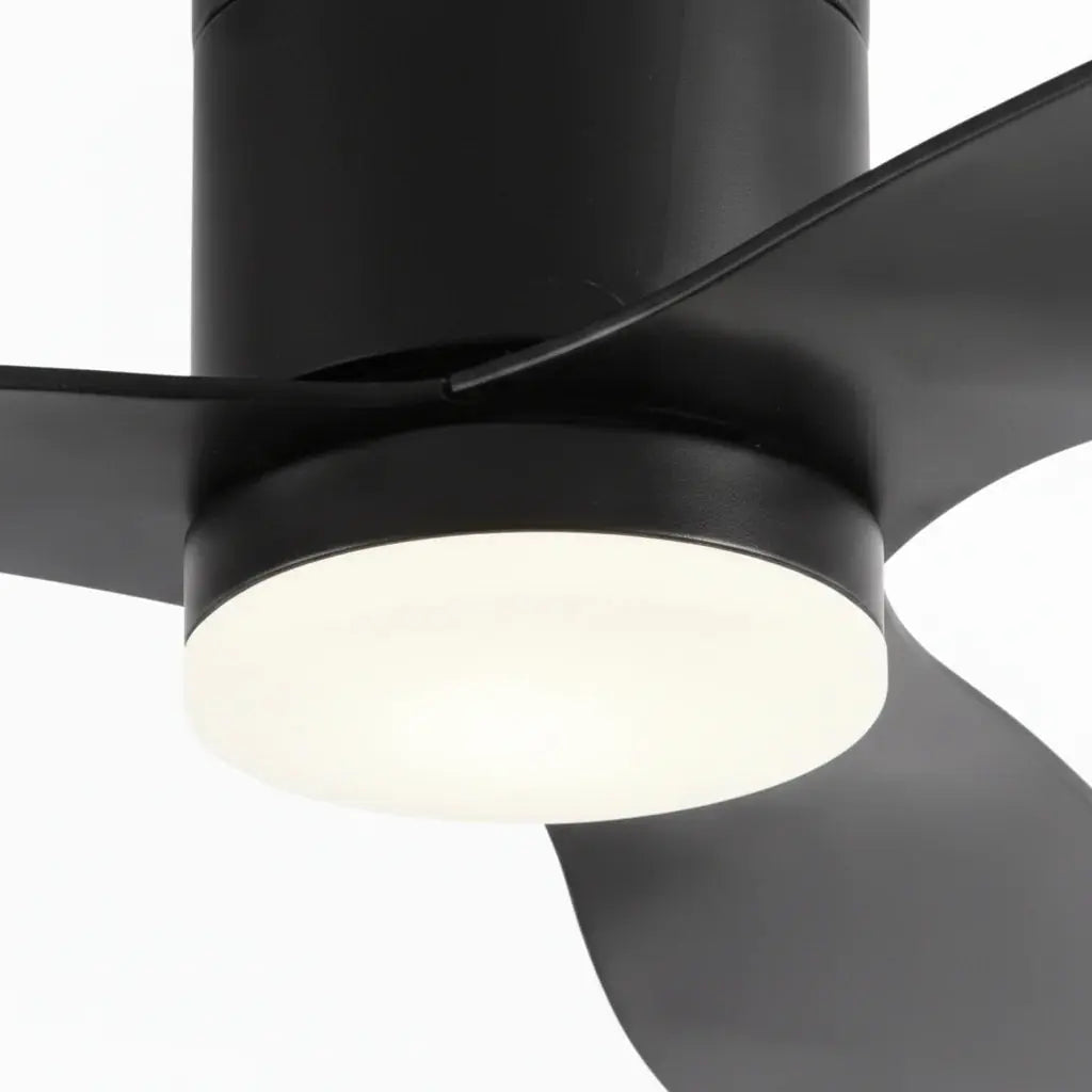 Ventilateur de plafond noir ultra-plat silencieux avec éclairage LED