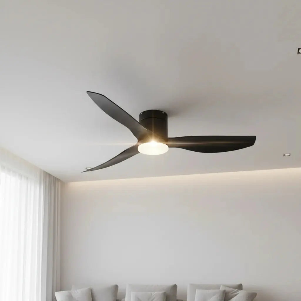 Ventilateur de plafond noir ultra-plat silencieux avec éclairage LED