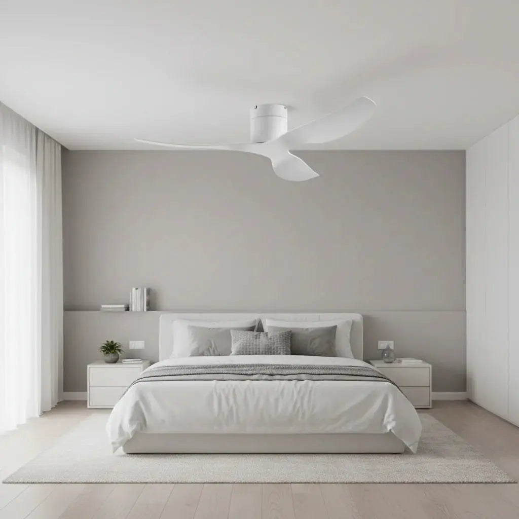 Ventilateur de plafond moteur DC ultra-plat blanc sans éclairage Oléa