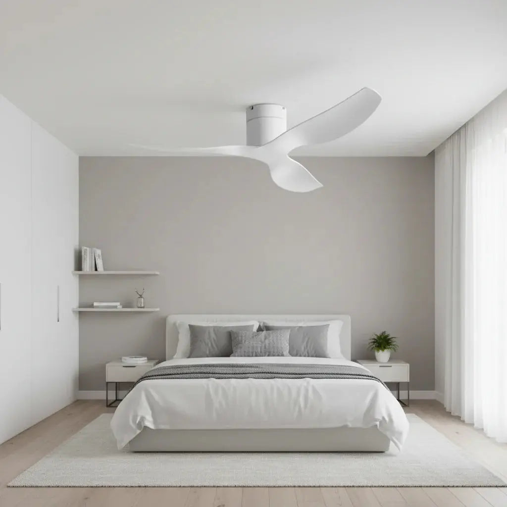 Ventilateur de plafond moteur DC ultra-plat blanc sans éclairage Oléa