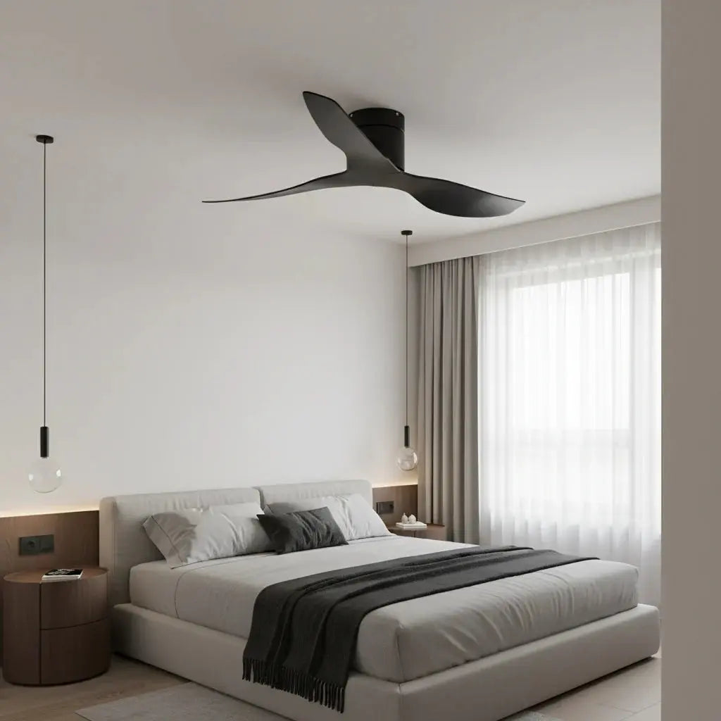 Ventilateur de plafond noir ultra-plat sans éclairage Oléa