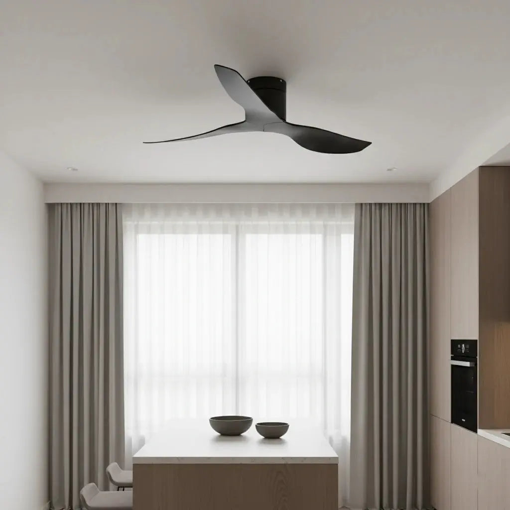 Ventilateur de plafond noir ultra-plat sans éclairage Oléa