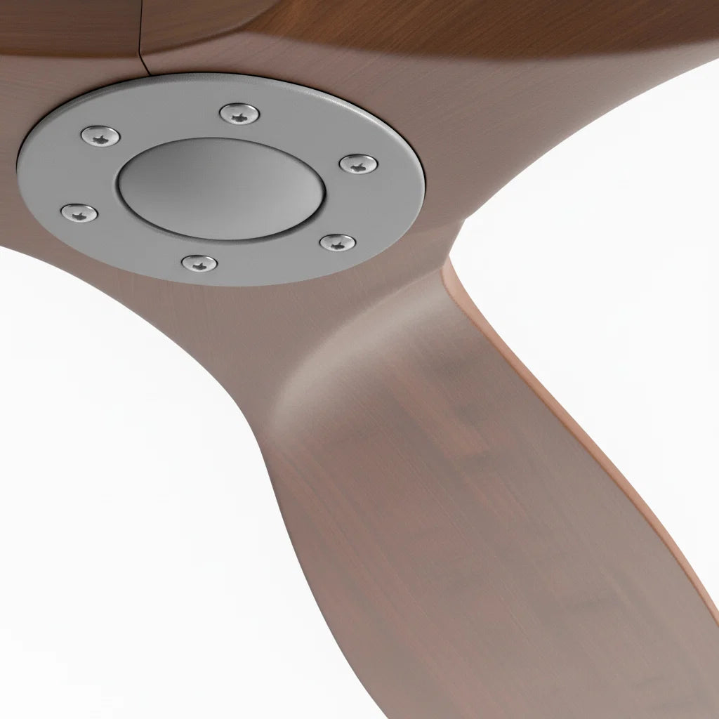 Ventilateur de plafond en bois massif foncé et gris Oléa