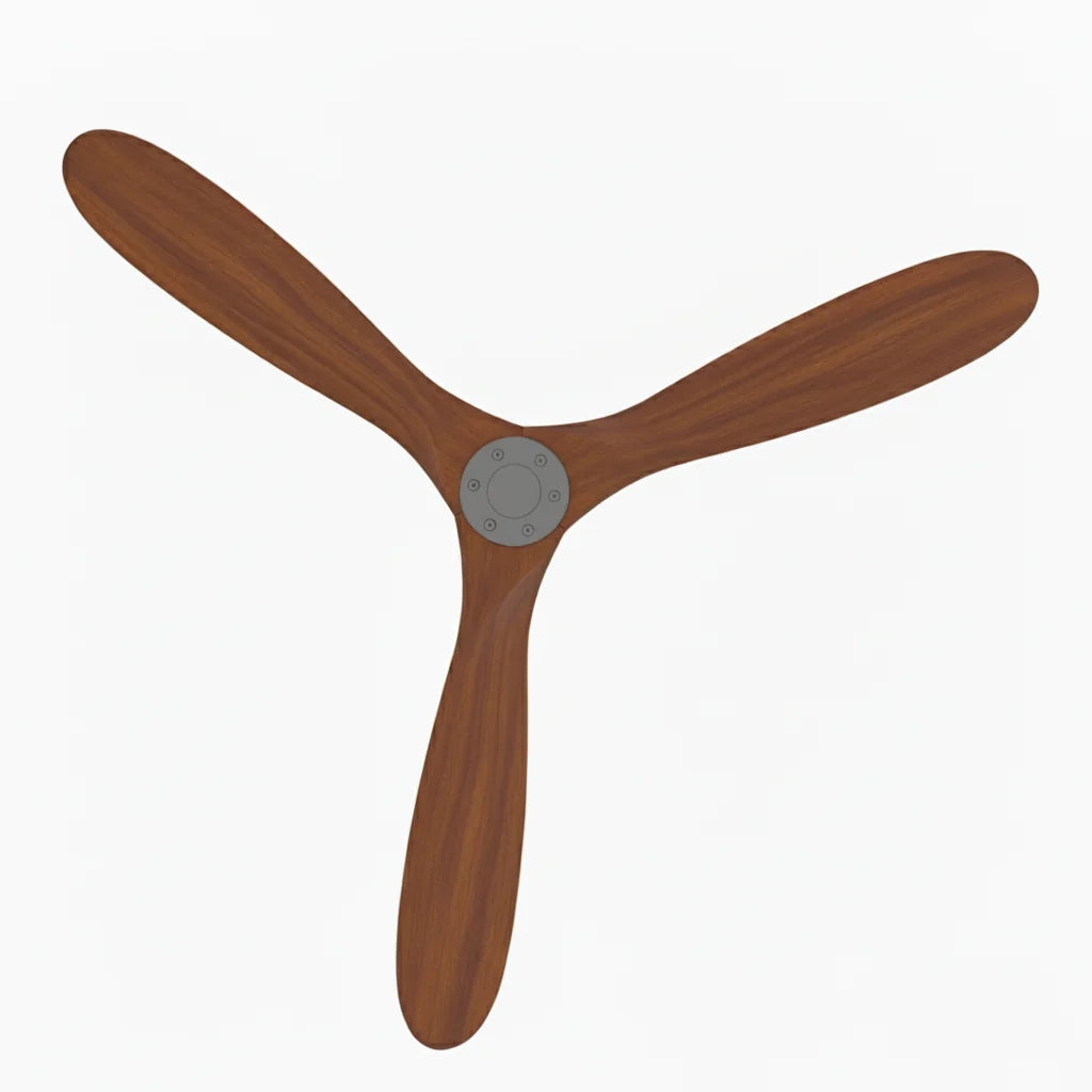 Ventilateur de plafond en bois massif foncé et gris Oléa