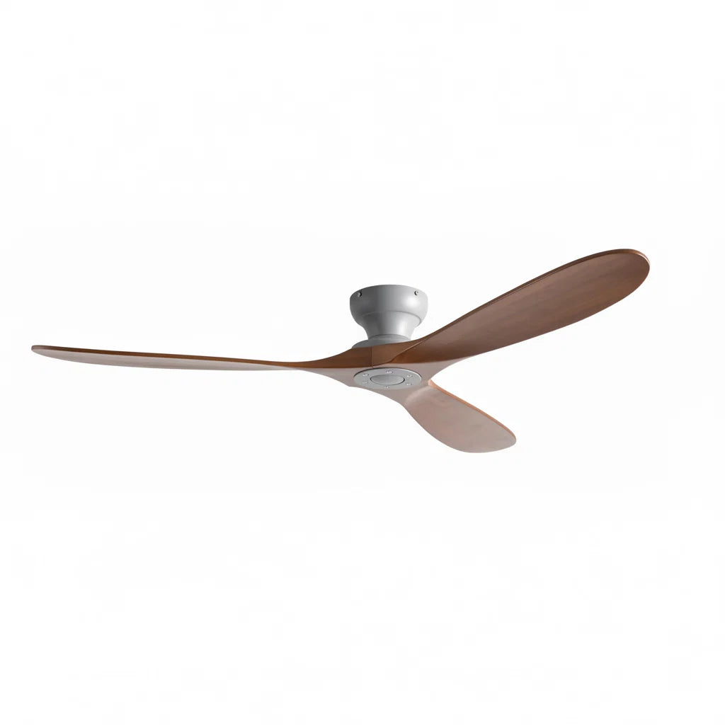 Ventilateur de plafond en bois massif foncé et gris Oléa