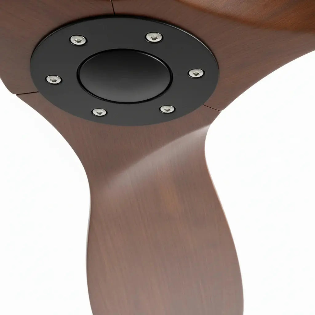 Ventilateur de plafond design moderne silencieux en bois massif foncé et noir