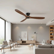 Ventilateur de plafond design moderne silencieux en bois massif foncé et noir