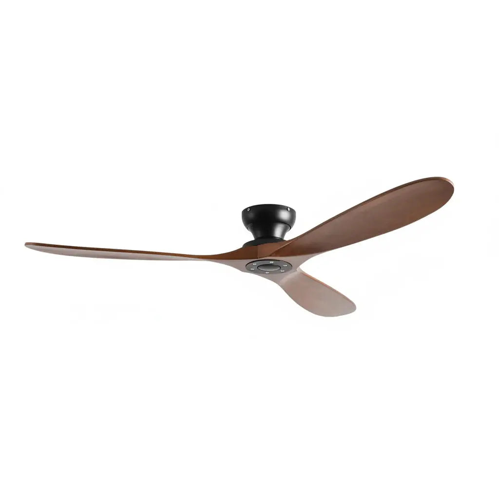 Ventilateur de plafond design moderne silencieux en bois massif foncé et noir