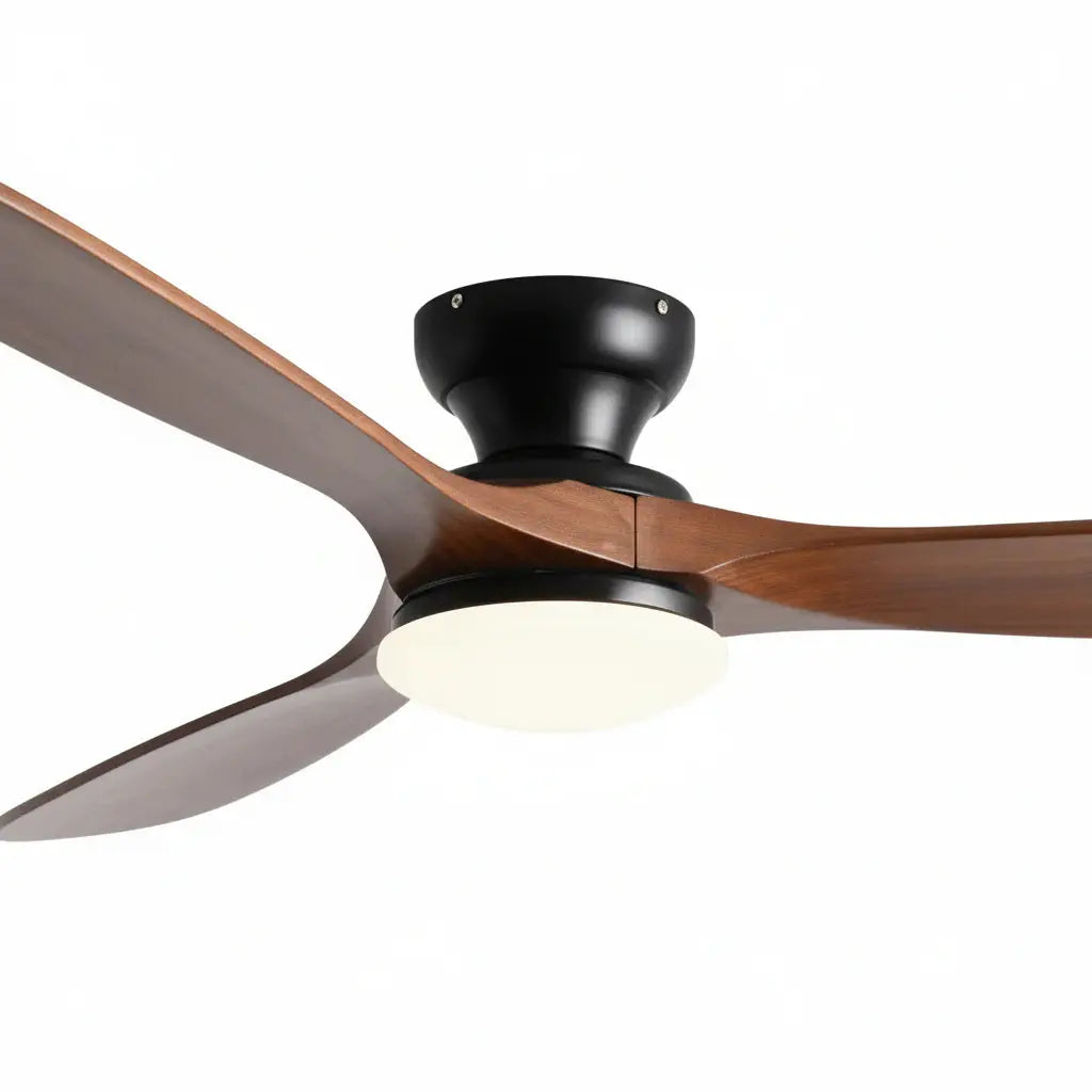 Ventilateur de plafond silencieux LED bois foncé et noir