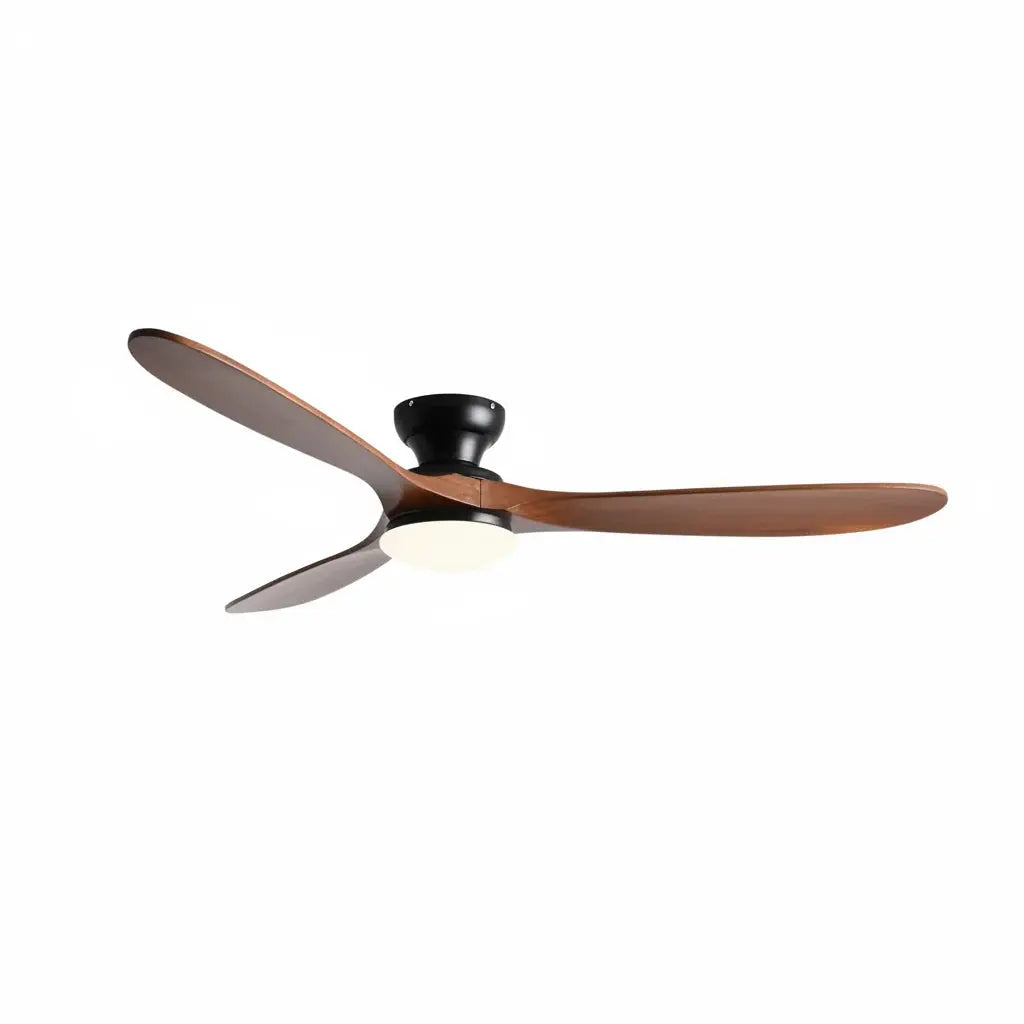 Ventilateur de plafond silencieux LED bois foncé et noir