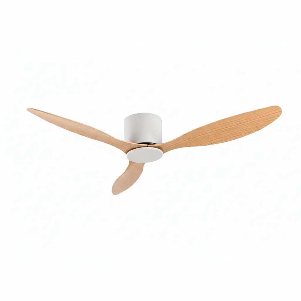 Ventilateur de plafond sans éclairage blanc et bois clair Oléa