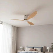 Ventilateur de plafond silencieux sans éclairage blanc et bois clair