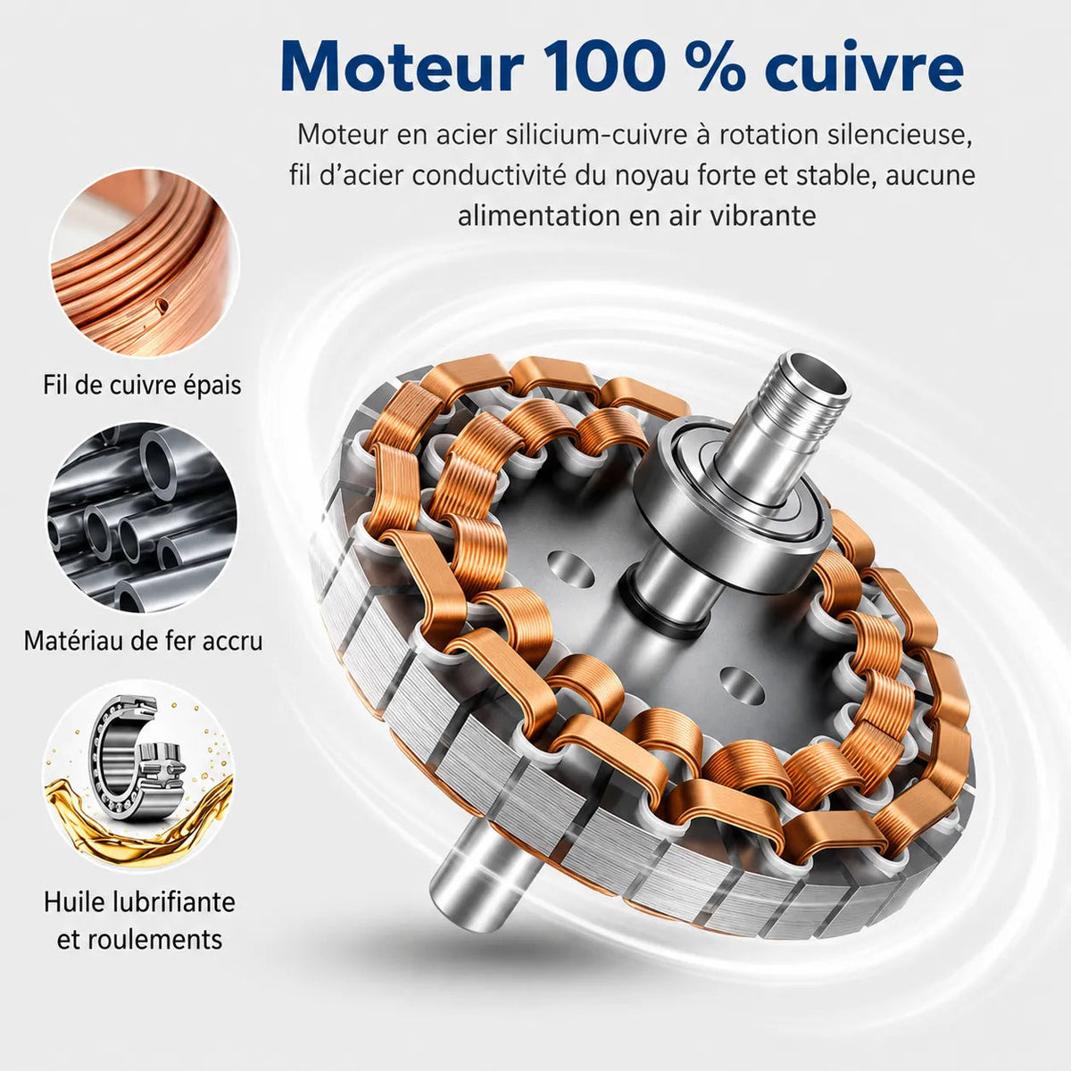 Ventilateur de plafond silencieux en bois massif naturel et argenté Oléa
