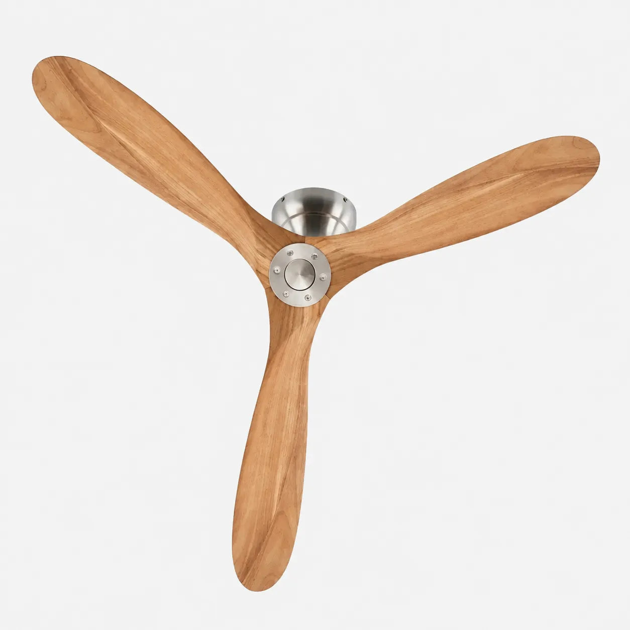 Ventilateur de plafond silencieux en bois massif naturel et argenté Oléa