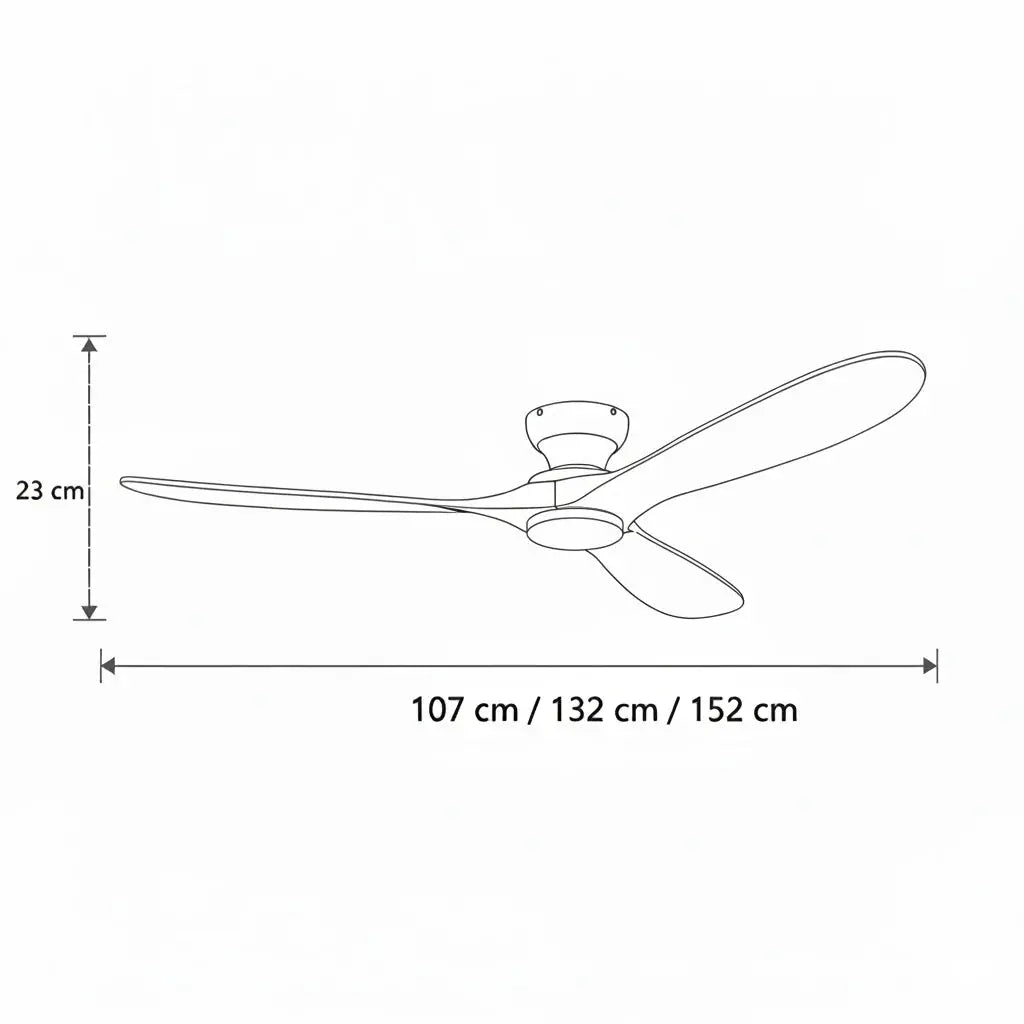 Ventilateur plafond salon bois naturel et blanc avec éclairage LED Oléa
