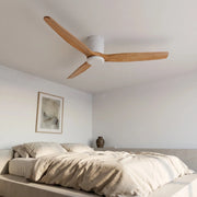 Ventilateur de plafond silencieux blanc bois à profil bas silencieux DC