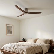 Ventilateur de plafond silencieux DC bas en bois massif noyer et argent