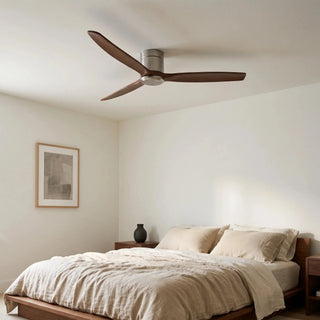 Ventilateur de plafond silencieux DC bas en bois massif noyer et argent