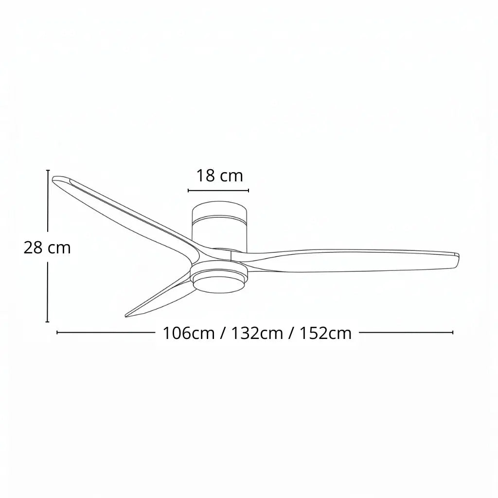 Ventilateur de plafond bois bas DC LED – Finition naturel et blanc Oléa