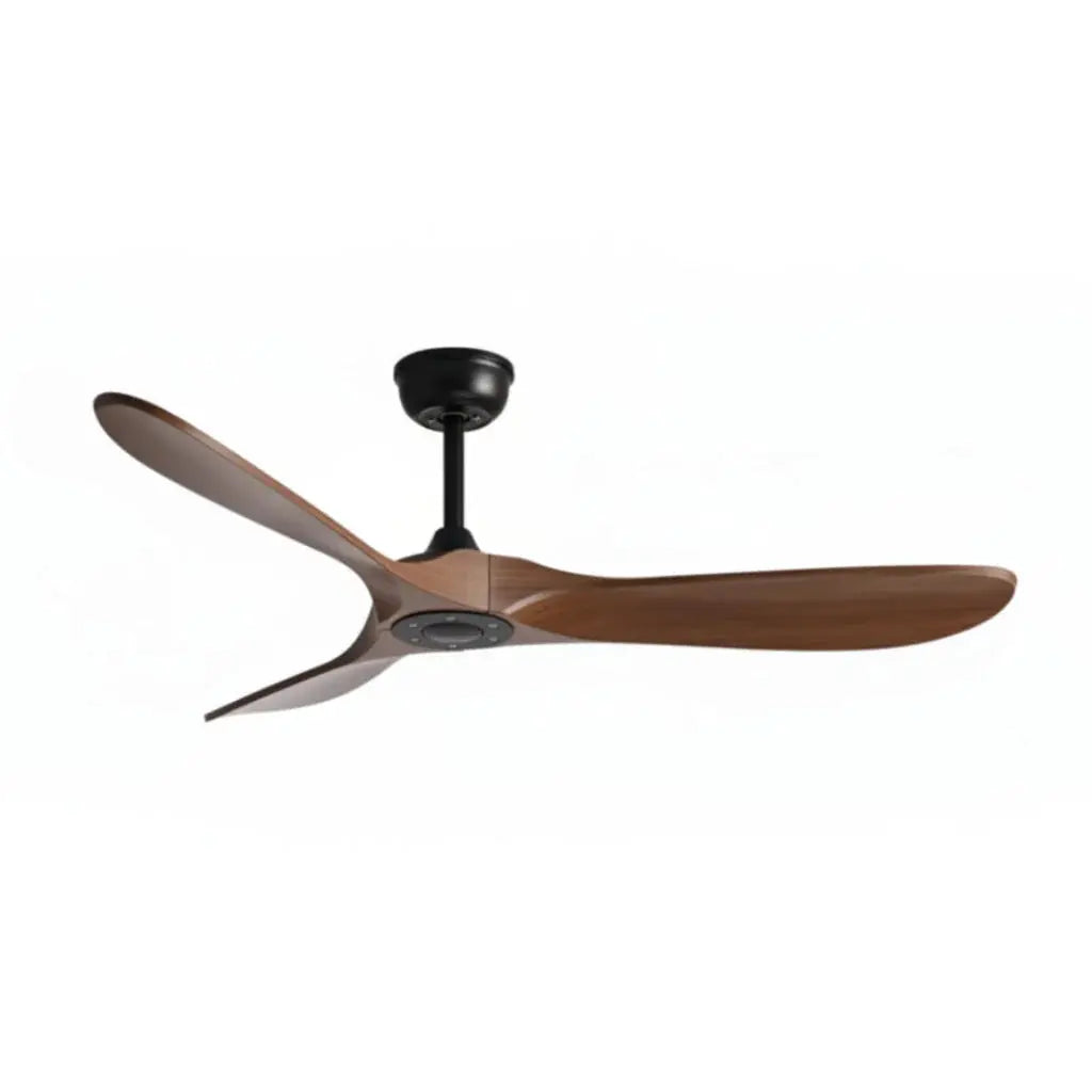 Ventilateur de plafond sans lumière noir et bois foncé Oléa