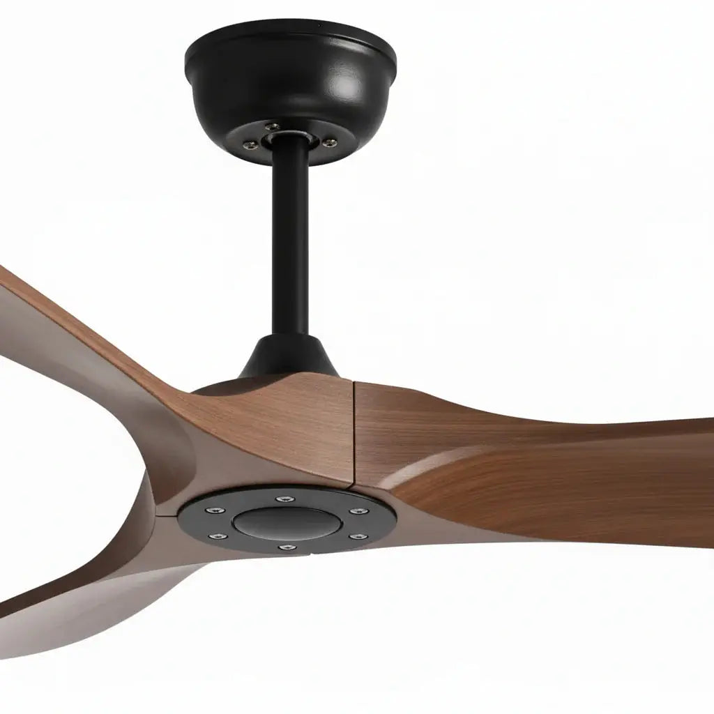 Ventilateur de plafond sans lumière noir et bois foncé Oléa