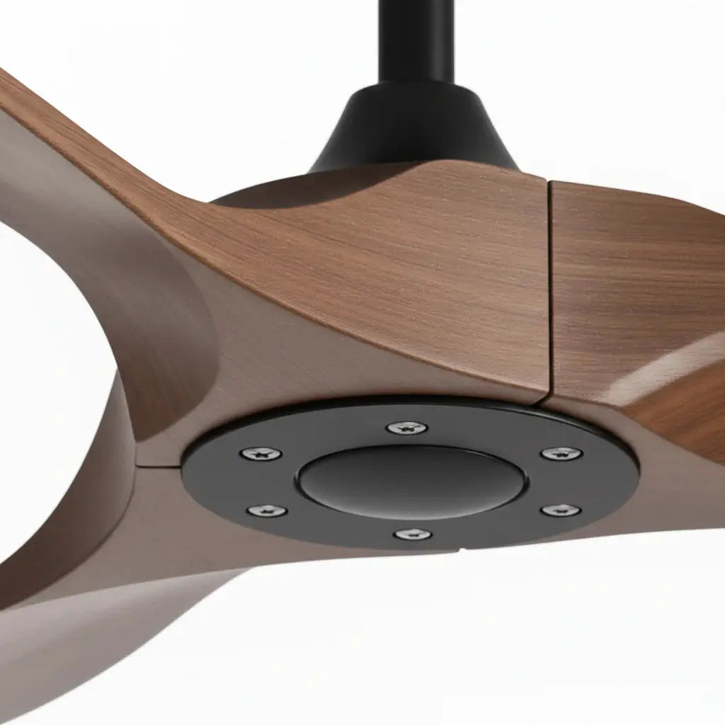 Ventilateur de plafond sans lumière noir et bois foncé Oléa