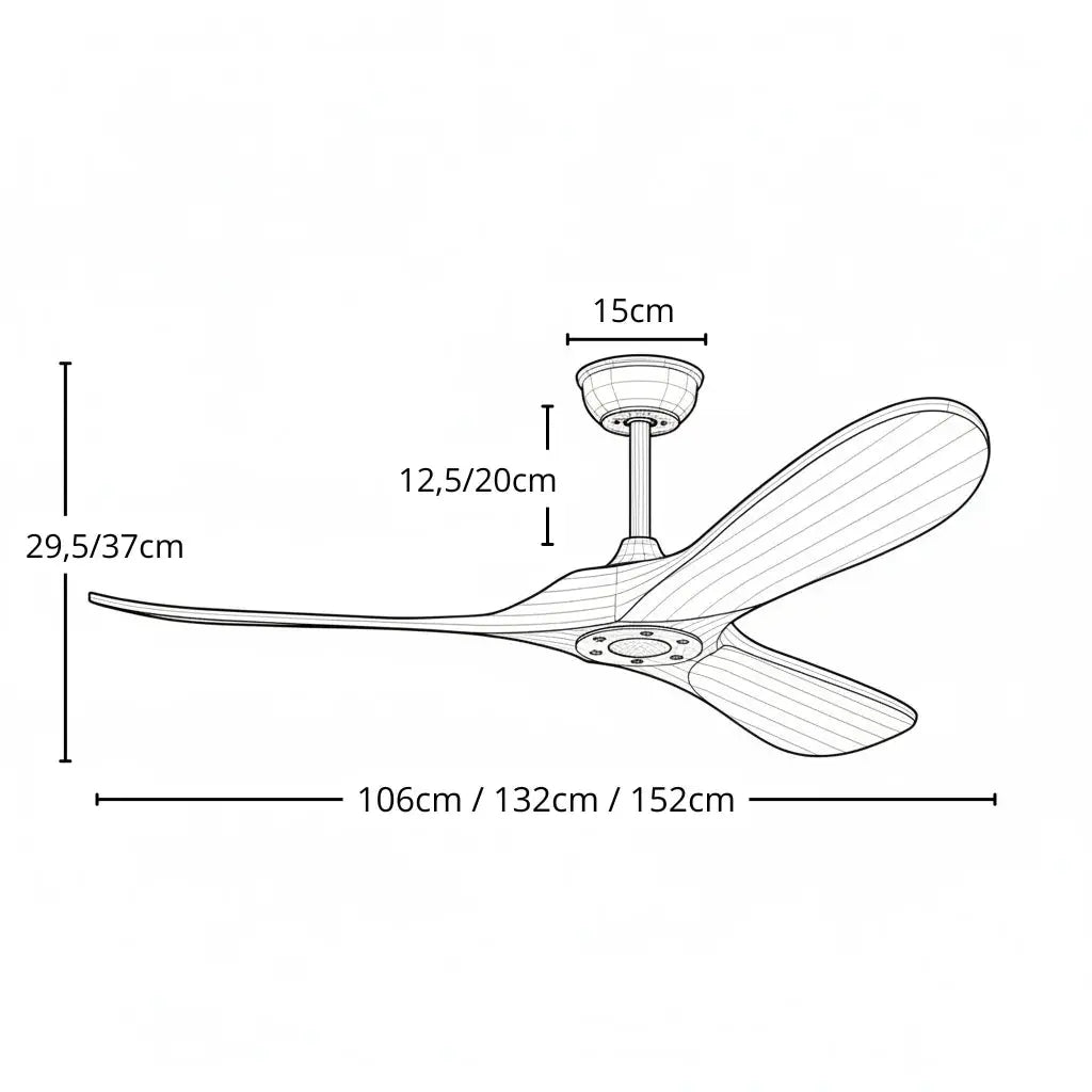 Ventilateur de plafond bois clair sans éclairage Oléa