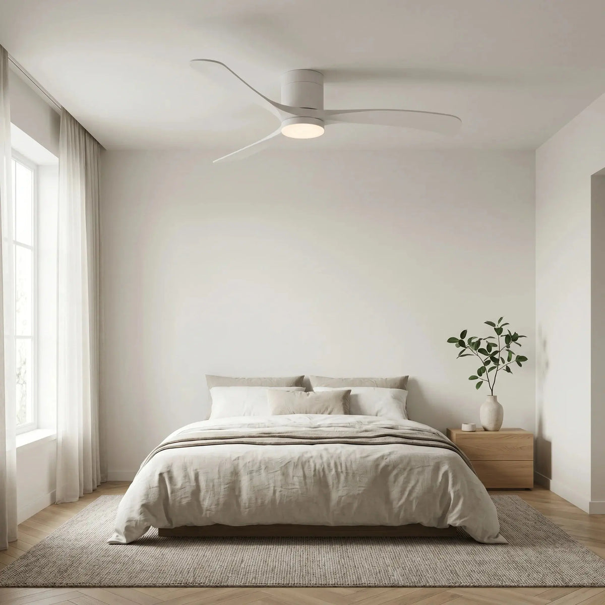 Ventilateur de plafond LED silencieux DC à pales techniques - Blanc Oléa