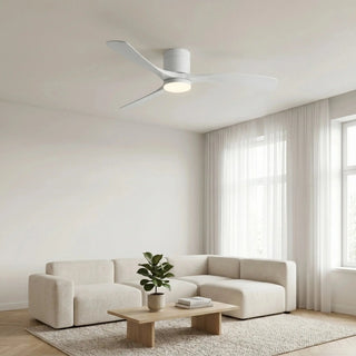 Ventilateur de plafond LED silencieux DC à pales techniques - Blanc