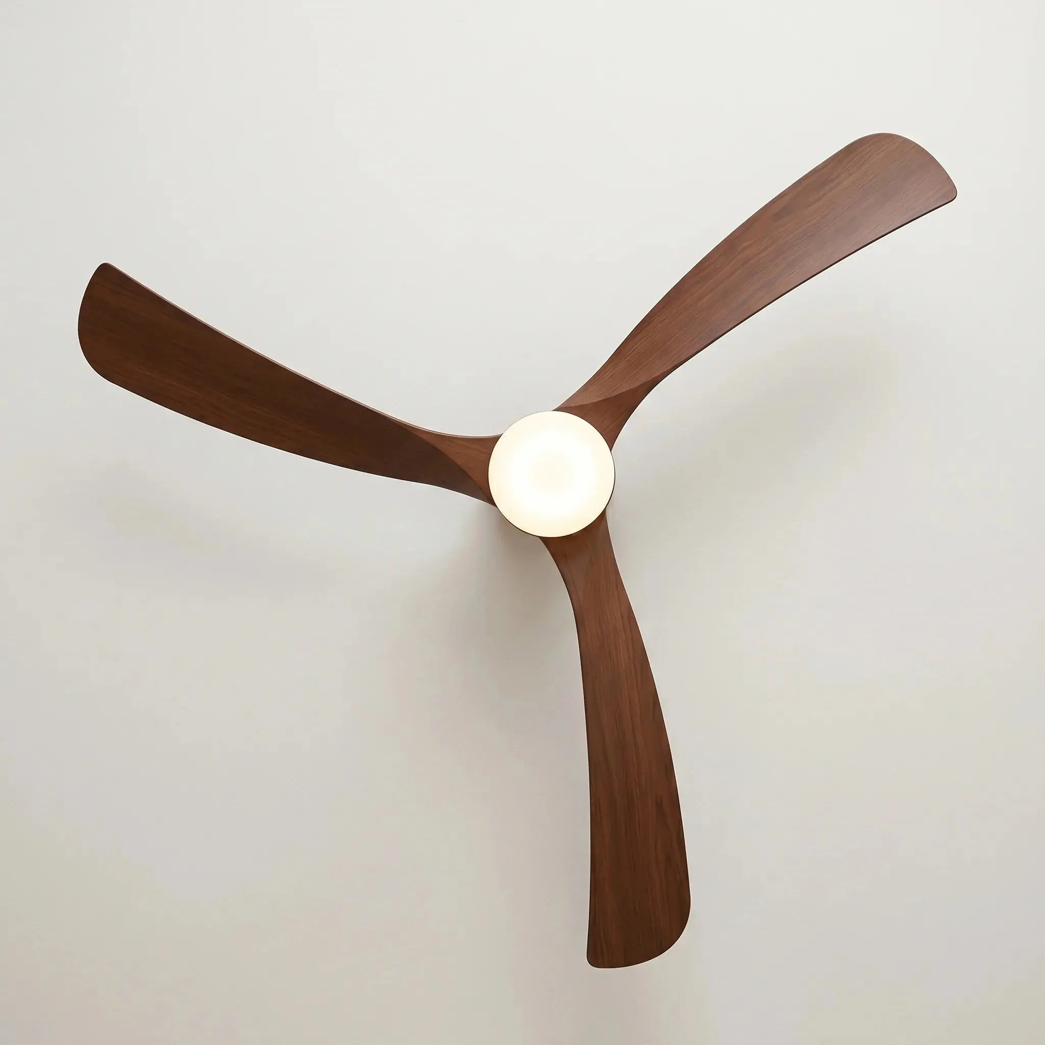 Ventilateur de Plafond Design Moderne Silencieux DC à LED - Argent & ABS Bois Foncé Oléa