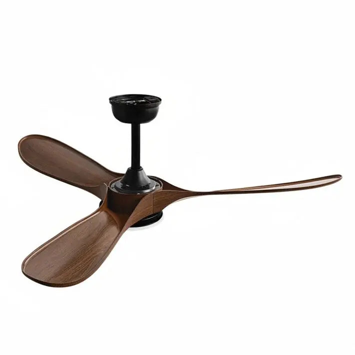Ventilateur de plafond LED noir et bois foncé Oléa