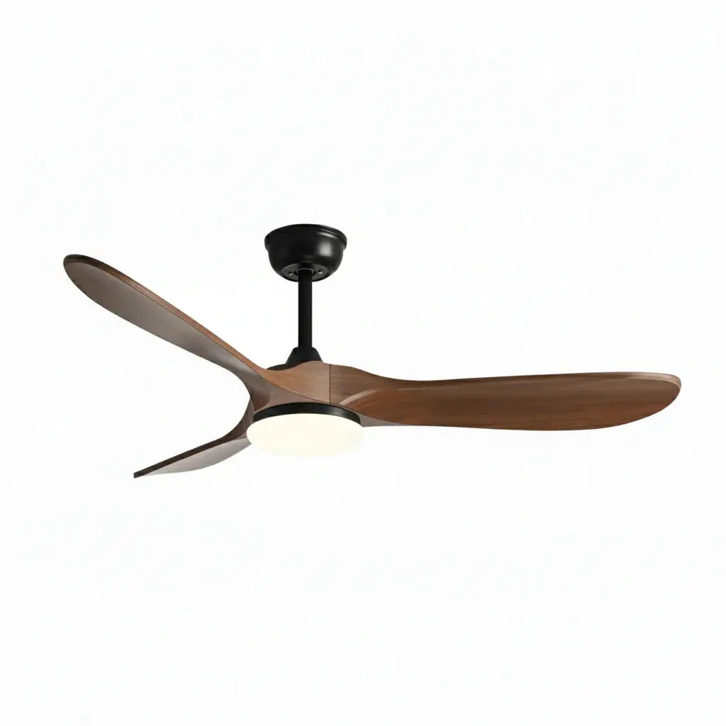 Ventilateur de plafond LED noir et bois foncé Oléa