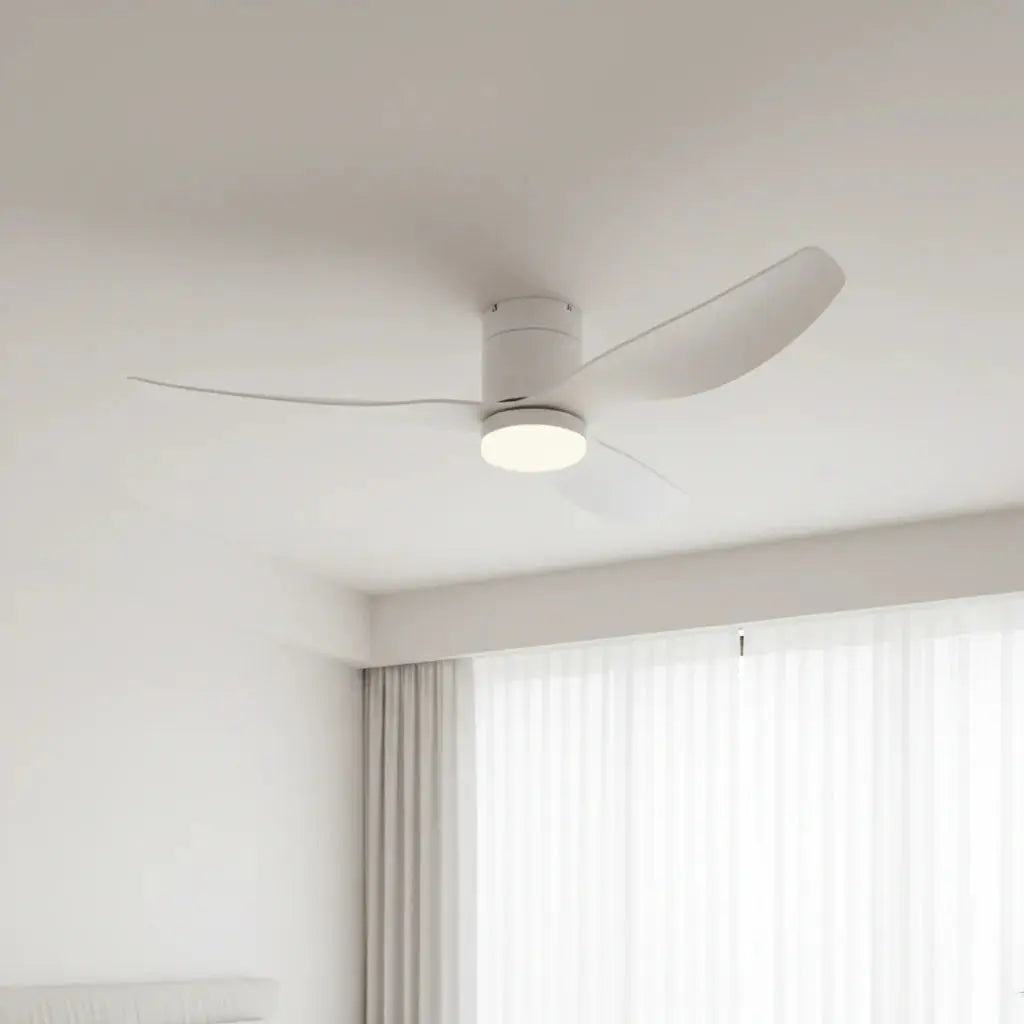 Ventilateur de plafond blanc ultra-plat avec éclairage LED Oléa