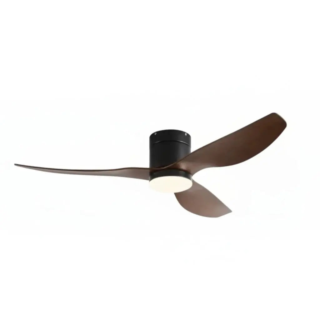 Ventilateur de plafond silencieux avec LED intégrée – Noir et bois foncé Oléa