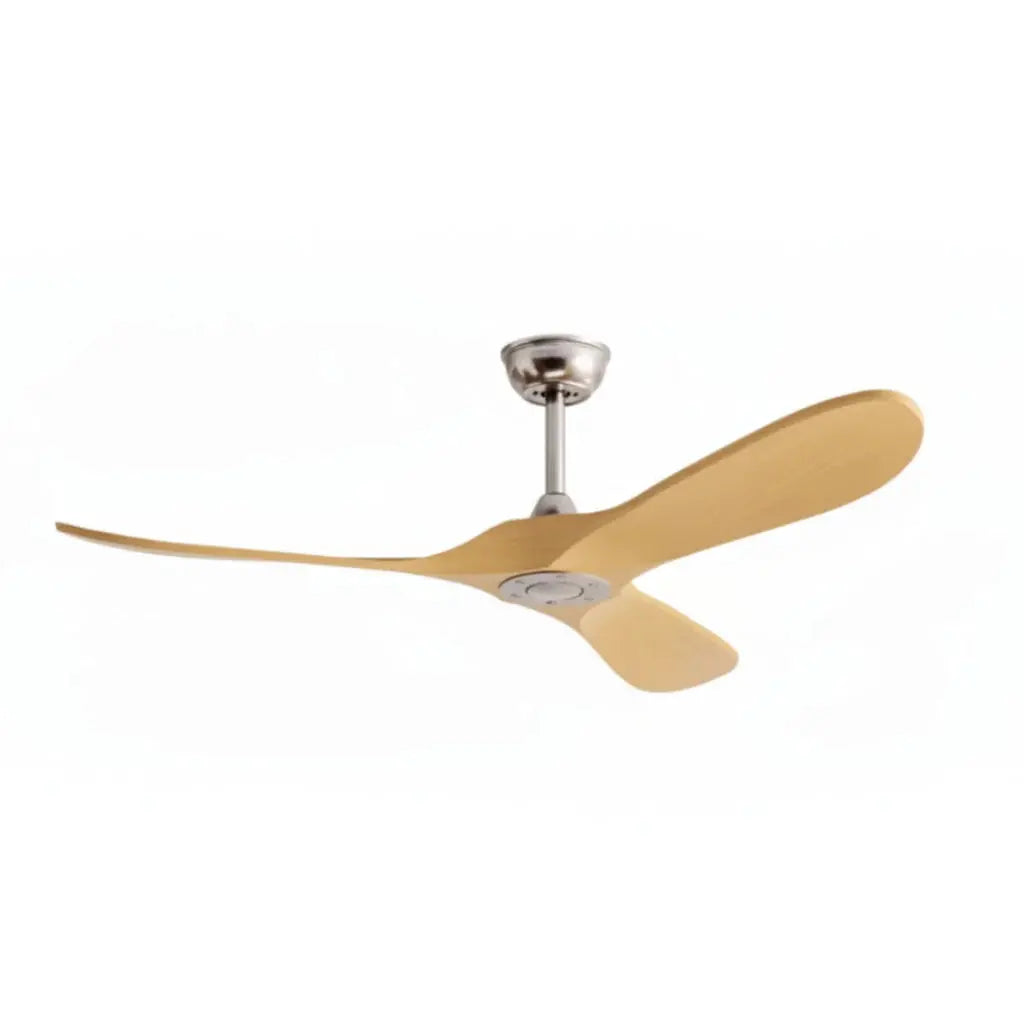 Ventilateur de plafond bois clair argenté sans éclairage Oléa