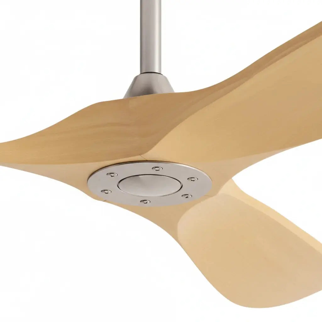 Ventilateur de plafond bois clair argenté sans éclairage Oléa