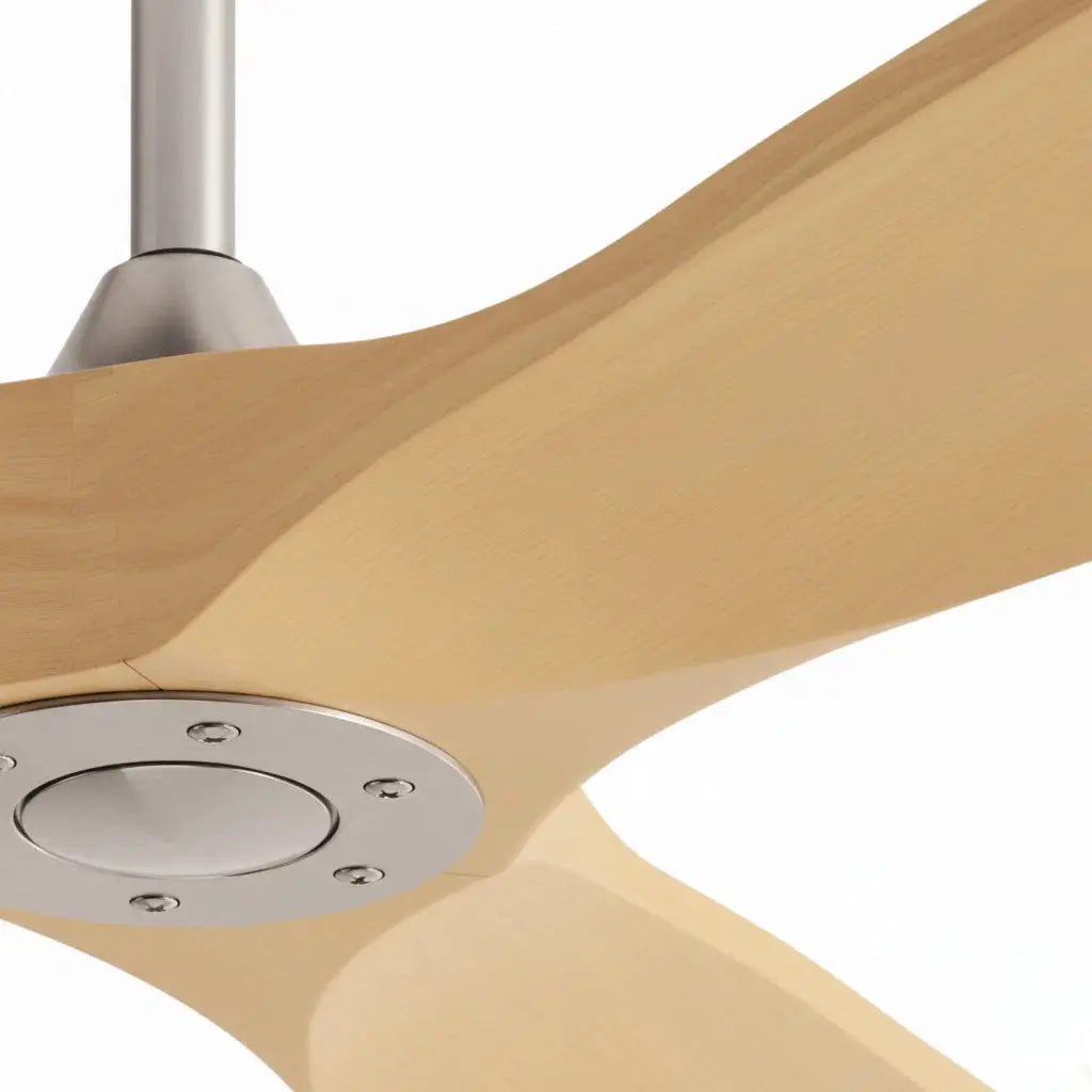 Ventilateur de plafond bois clair argenté sans éclairage Oléa